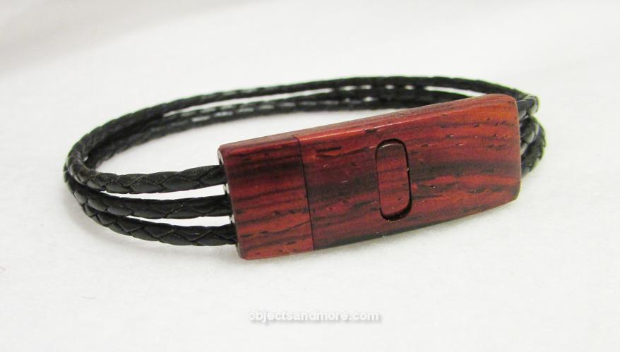 Cocobolo Wood Clasp and Leather Bracelet LG by DAVIN KESLER